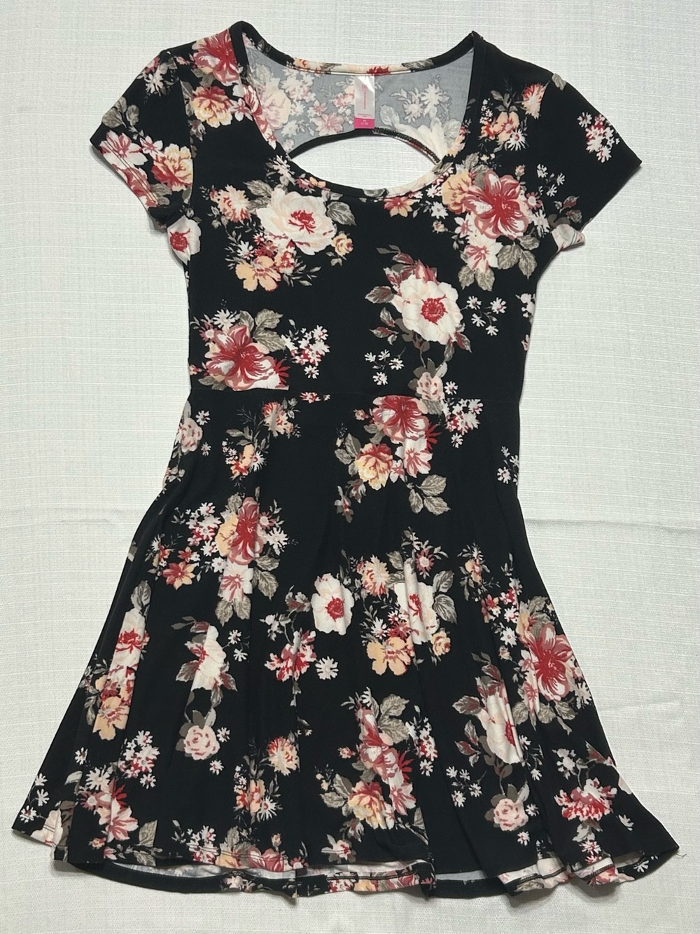 No Boundaries Black Floral Cutout Fit & Flare Dress